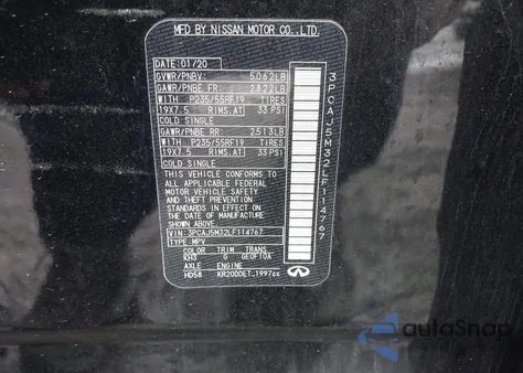 2020 Infiniti Qx50 Essential Awd z USA, uszkodzony, nr VIN 3PCAJ5M32LF114767